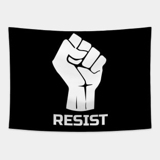 Resist with fist 1 - in white Tapestry