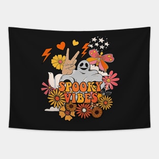 Vintage Groovy Floral Boo Spooky Halloween Costume Tapestry