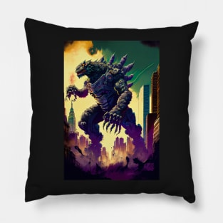 Monster giant robot attacking the city Pillow