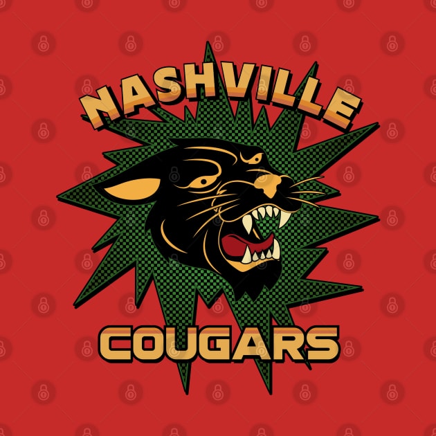 Nashville Cougars Retro Team 1970's Style Full Color Design 1 by SunGraphicsLab