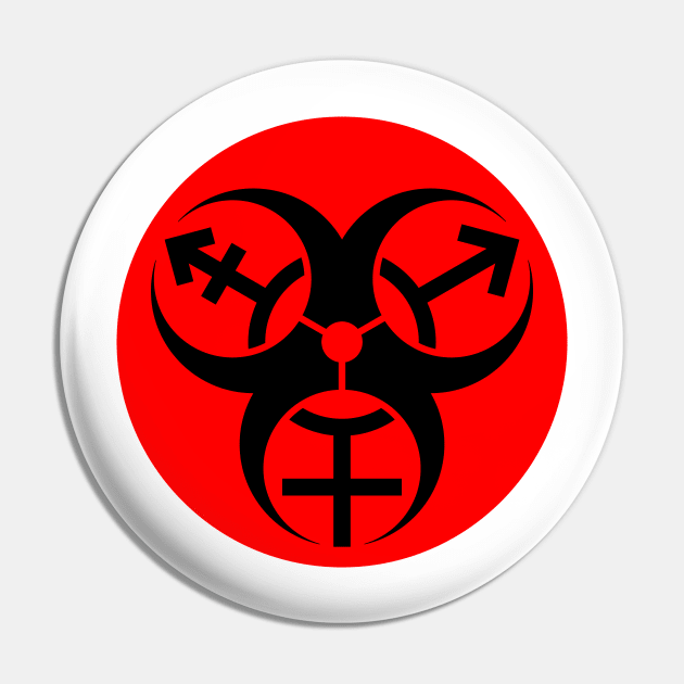 Trans Biohazard - Red Circle Pin by GenderConcepts