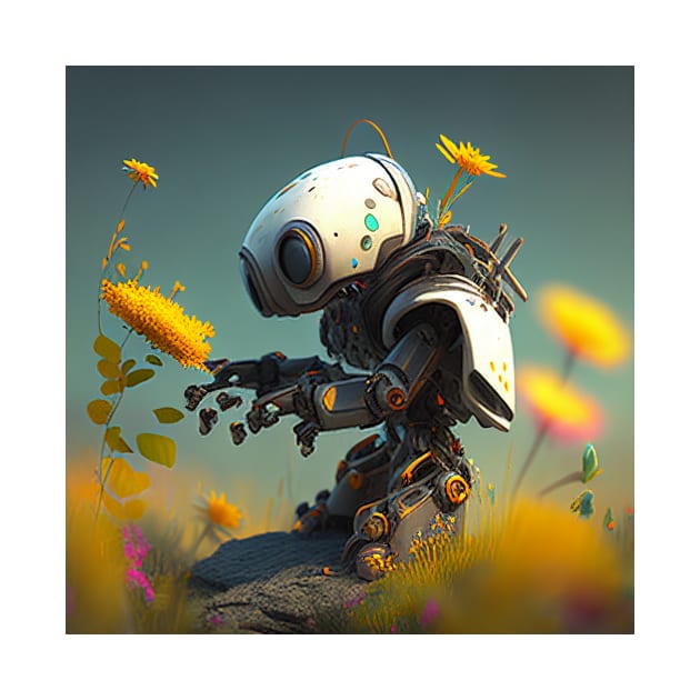 Cute robot picking up a flowers for her wife v2 by simonebonato99@gmail.com
