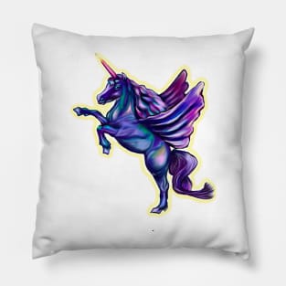 Unicorn  with light halo - sparkly, glittery, magical, winged unicorn Pillow