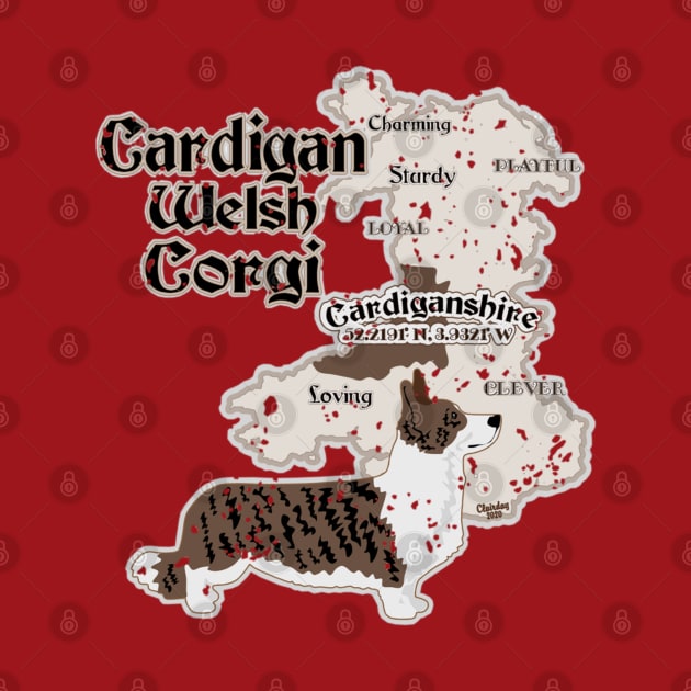 Cardigan Welsh Corgi with Map of Cardiganshire by PB&J Designs