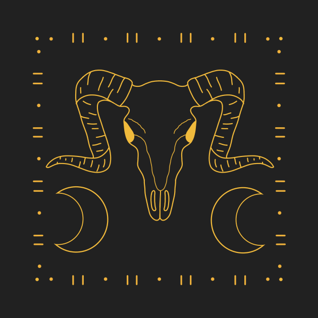 Golden ram skull by Jasmwills