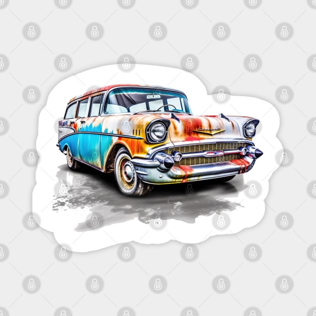 1957 Chevy Station Wagon Magnet by Urban Archeology Shop Gallery