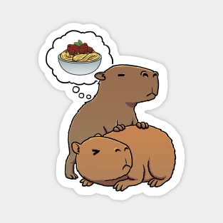 Capybara thinking about Spaghetti Meatballs Magnet