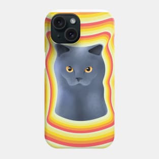 chartreux cat with firey background Phone Case