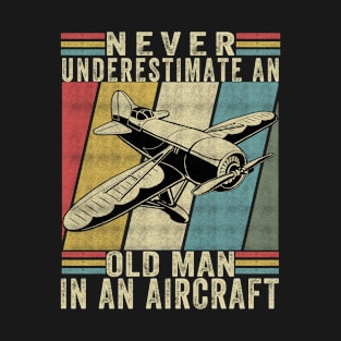 Easily Distracted By Airplanes Retro Airplane Funny Pilot T-Shirt