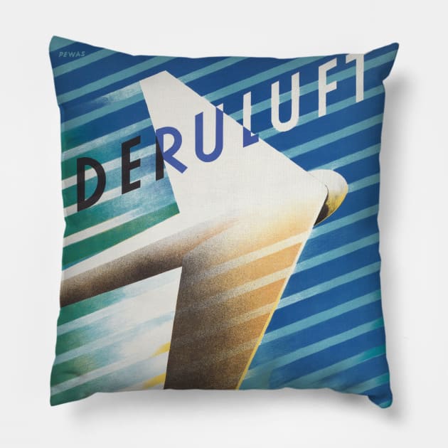 Deruluft Germany Vintage Poster 1934 Pillow by vintagetreasure