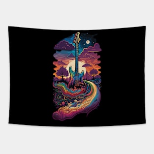 Groovy Guitar Gift Guitarist Rock Concert Festival Guitar Tapestry