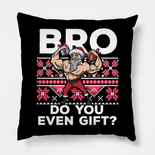 Ugly Christmas Workout Lifting Santa Claus Gym Fitness Gift Pillow