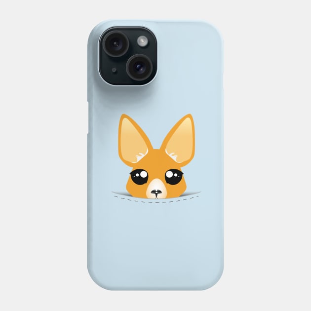 Cute Chibi Kangaroo popping out of Pocket - Vetor Design Pet Art Phone Case by DeMonica