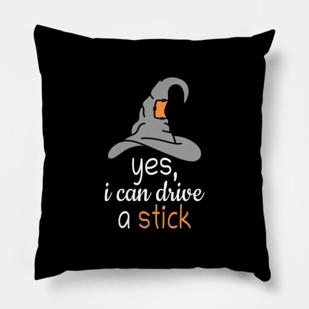 Halloween witch costume Yes I can drive a stick Pillow by Xizin Gao