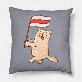 Belarusian cat with a flag Pillow