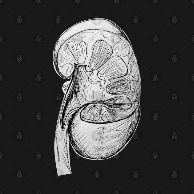 Pen and Ink Kidney Illustration/Sketch by emadamsinc