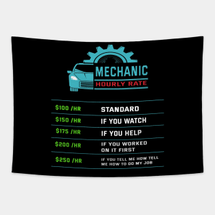 Funny Mechanic Hourly Rate Car Auto Repairman Labor Rates Tapestry