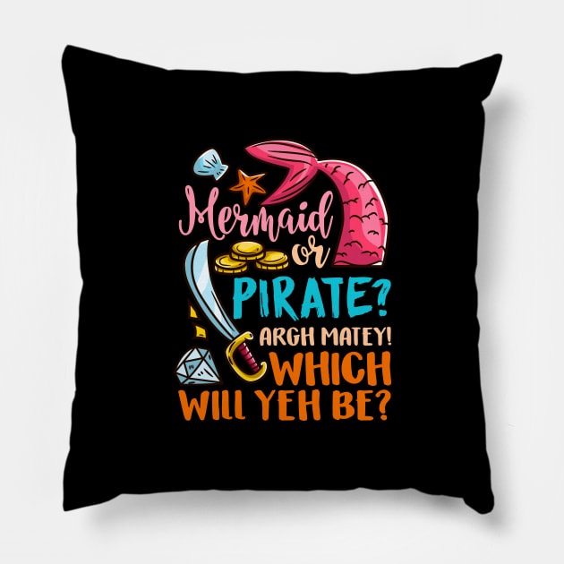 Pink or Blue - Mermaid or Pirate - Gender Reveal Party Pillow by biNutz