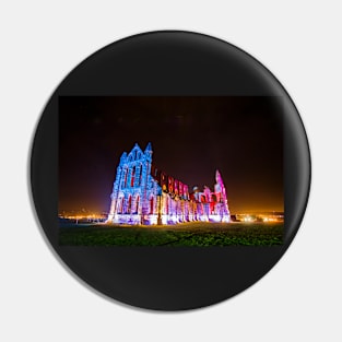 Whitby Abbey Ruined Benedictine abbey Illuminated for Halloween IMG 1692-A Pin