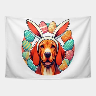 Redbone Coonhound Enjoys Easter with Bunny Ears Tapestry