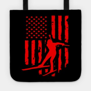 American USA Flag Nordic Skiing Tote