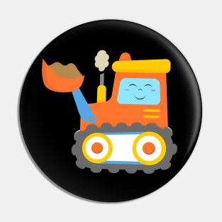 Orange Excavator Bulldozer Construction Machinery for Kids Pin