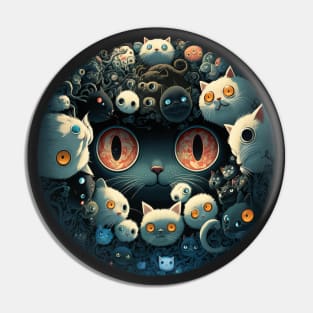 Creepy Kawaii Alien Cat Infestation Pin