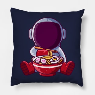 Cute Astronaut Eating Ramen Cartoon Pillow