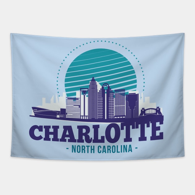 Charlotte, North Carolina Skyline Tapestry by SLAG_Creative