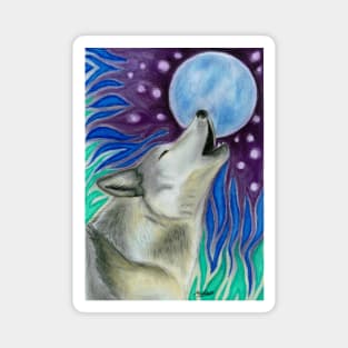 Howling wolf Magnet