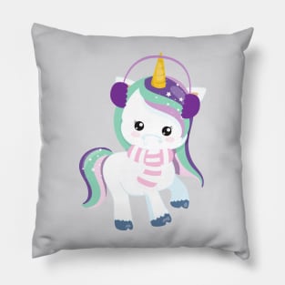 Winter Unicorn, Magic Unicorn, Cute Unicorn, Scarf Pillow