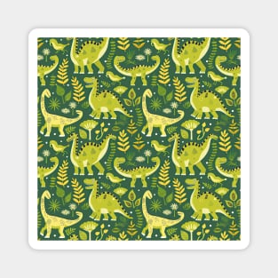 Delightful Dinosaurs in Enchanted Garden Pattern Magnet