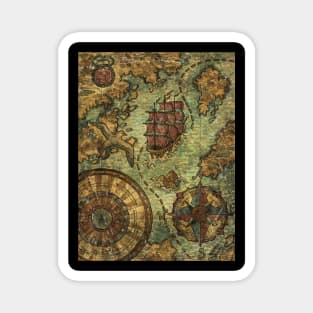 Old Fantasy Pirate Map. Magnet