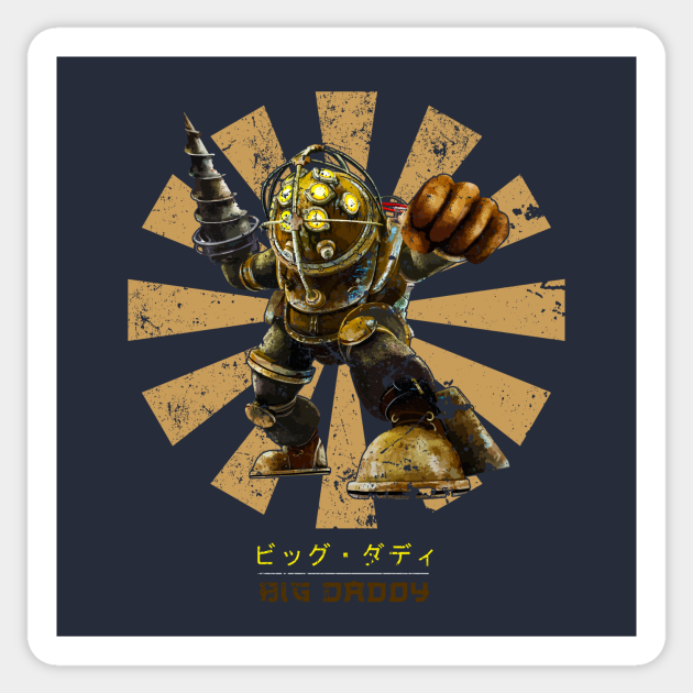 Big Daddy Retro Japanese Bioshock Big Daddy Sticker Teepublic Big Daddy Retro Japanese Bioshock Big Daddy Sticker Teepublic