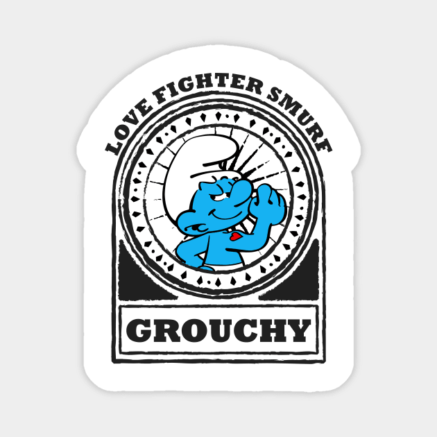 Grouchy - Love Fighter Smurf Magnet by penCITRAan