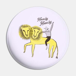 Howdy Howdy - Cowboy Riding a Two-Headed Lion Pin