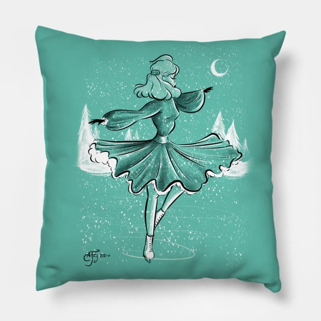 Moonlight Skates Pillow by Amy Fitz Art 