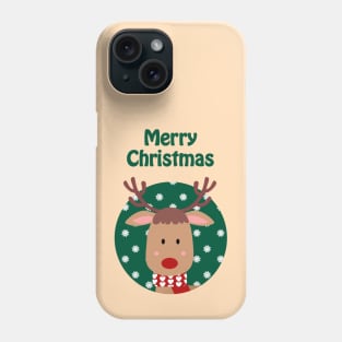 Cute reindeer wishes merry Christmas Phone Case