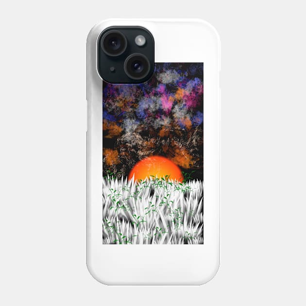 cell phone cover sunset in grass illustration Phone Case by Shadow3561