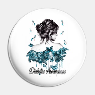 Diabetes awareness Womens Butterfly Girl Diabetes Women Gifts Pin