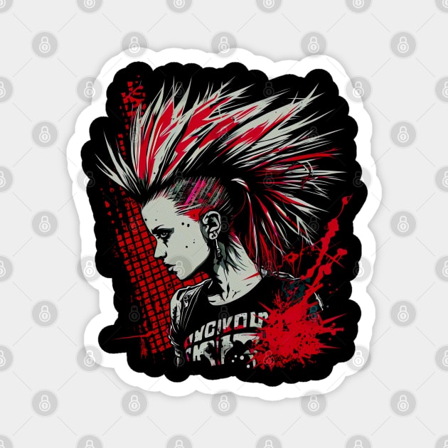Graphic Punk Rock Girl With Mohawk SVG Cut File Cricut for Clothing Design,  Patches, Stickers, Pins, Jewelry, Jackets, Tattoo Inspo & More 