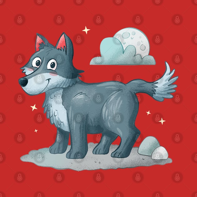 Hand Drawn Cartoon Wolf by Mako Design 