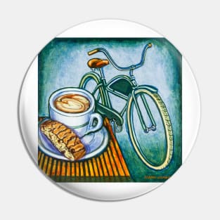 Green Electra Delivery Bicycle Coffee and biscotti Pin