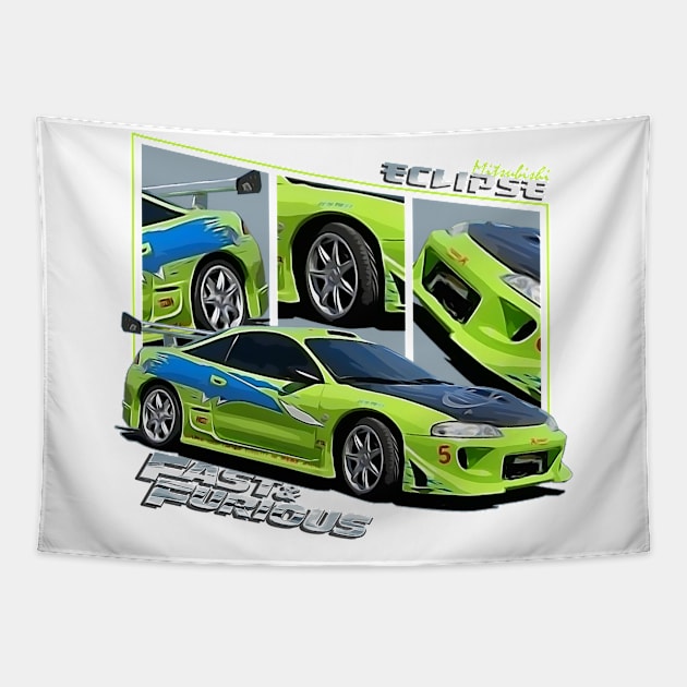 Mitsubishi Eclipse O'conner Car, JDM Tapestry by T-JD