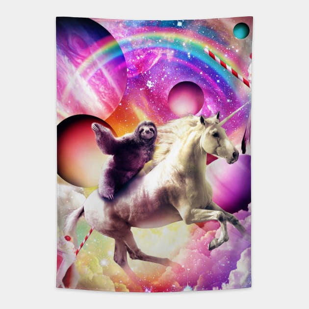 Sloth Riding Unicorn in a Magical Universe Tapestry by Random Galaxy