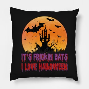 Its Frickin Bats |  Bats With Purple and Red Slimy Text Pillow