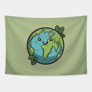 Adorable Planet Earth Character || Smiling Gaia Tapestry