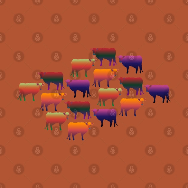 Colorful Cow Pattern - Rustic Farmers Design by Davey's Designs