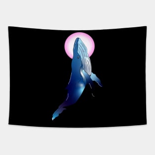 Pink moon whale Tapestry