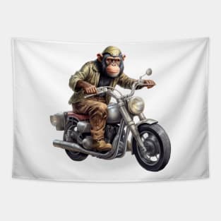 Monkey Biker Retro Motorcycle Tapestry